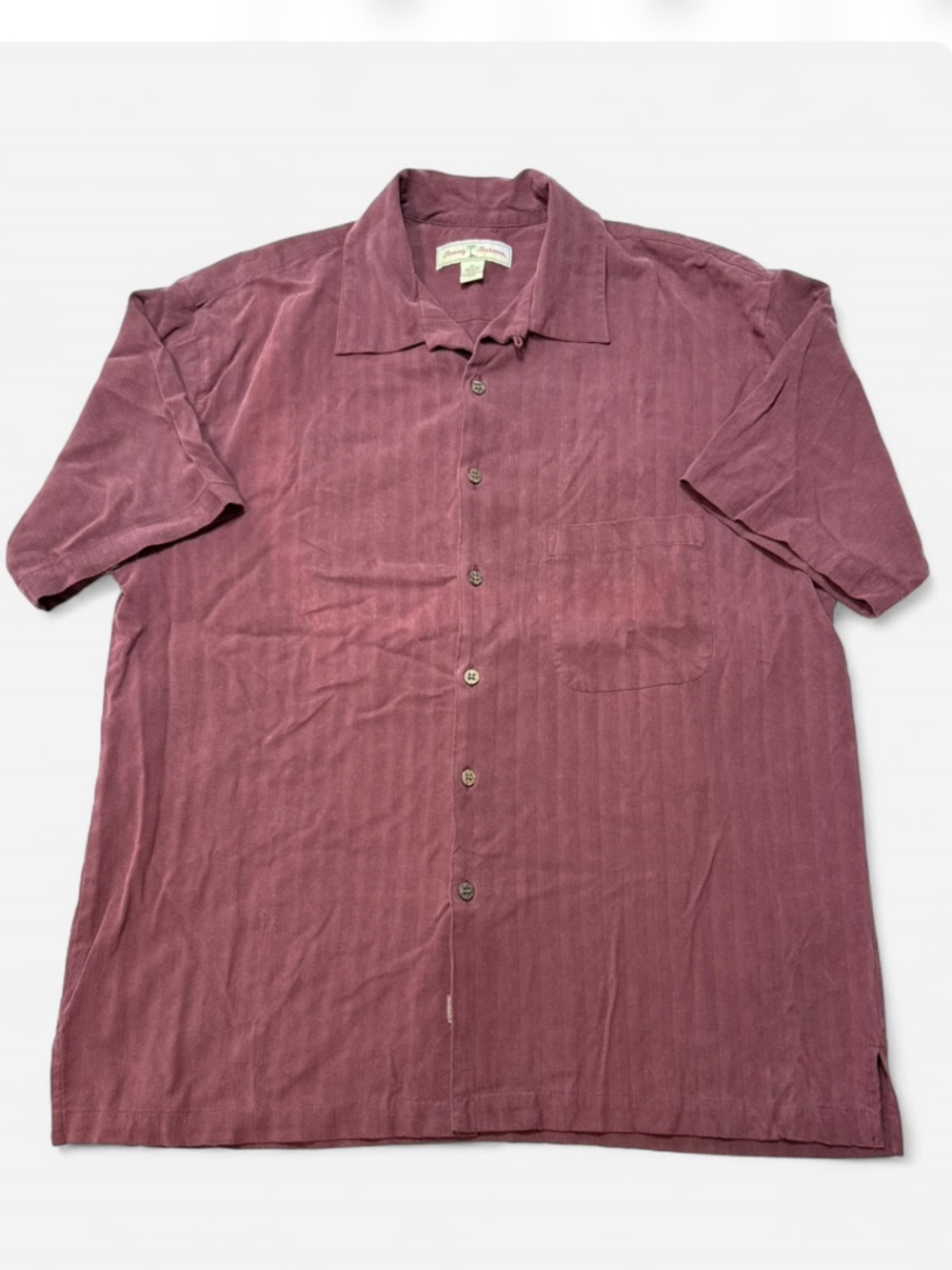 Tommy Bahama Men's Hi-Note Cafe Silk Button-Down Shirt in Wine Size XL - Picture 3 of 7